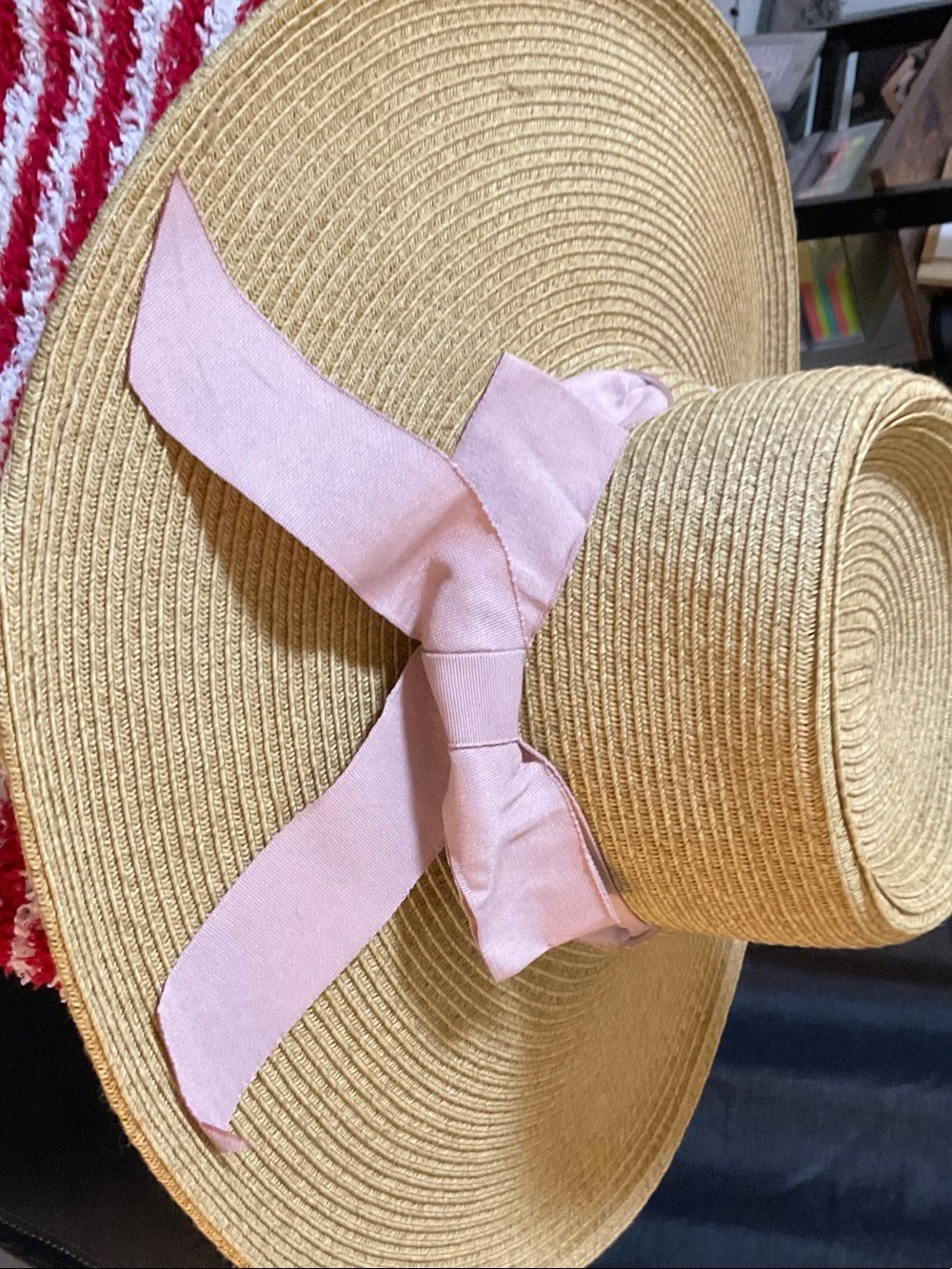 LC Lauren Conrad Straw Sun Hat with Pale Pink Band